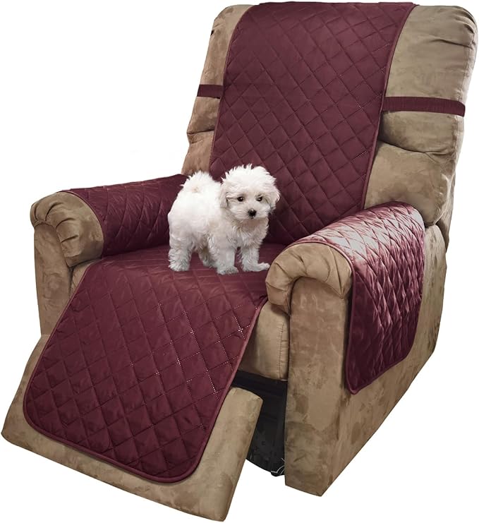 U-NICE HOME Reversible 23''Recliner Small Chair Cover, Burgundy/Tan | Recliner by U-NICEHOME