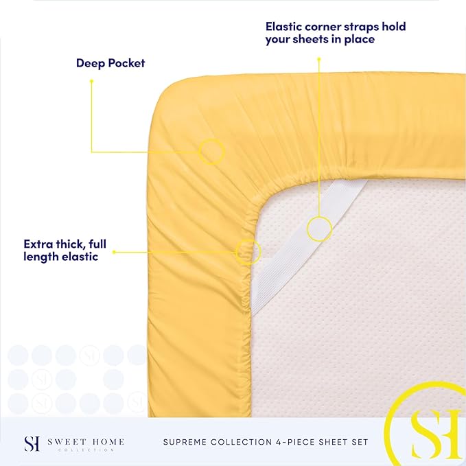 1800 Thread Count Sheet Set – Soft Egyptian Quality Brushed Microfiber Sheets – Luxury Bedding Set with Flat Sheet, Fitted Sheet, 2 Pillow Cases