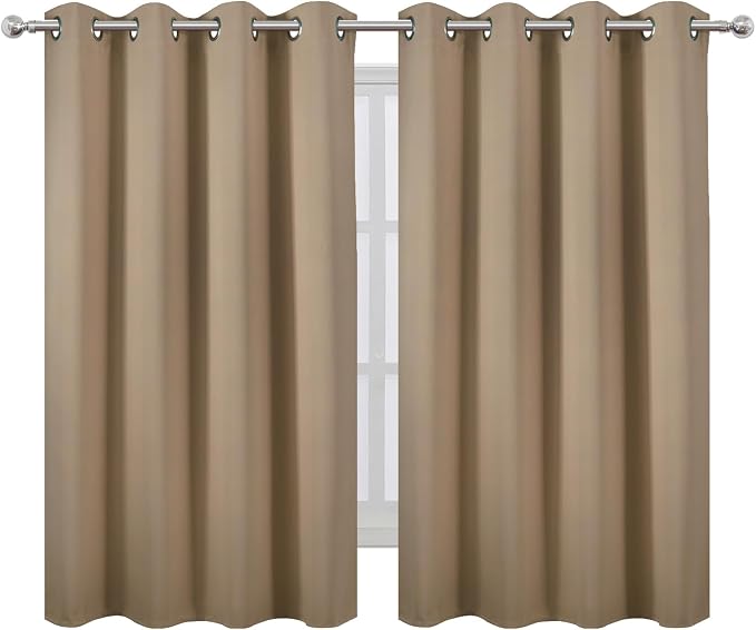 Natural Thermal Blackout Curtains/52 x 54 Inch/Set of 2 Panels Room Darkening - Image 2