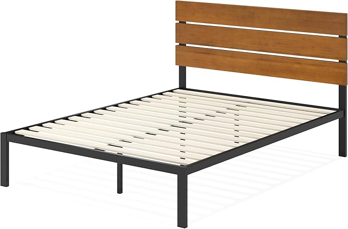 ZINUS Paul Metal and Bamboo Platform Bed Frame, Wood Slat Support, No Box Spring Needed, Easy Assembly, Full