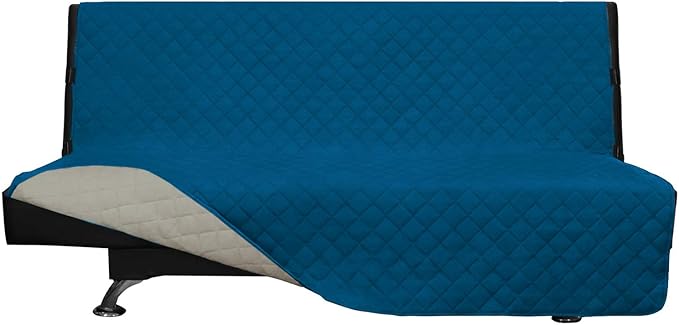 Easy-Going Reversible Couch Cover, Large Futon Sofa, Peacockblue/Beige | by Easy-Going