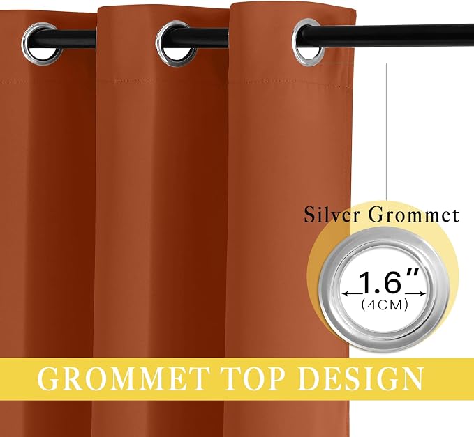 NICETOWN Burnt Orange Sliding Glass Door Curtain - Image 3