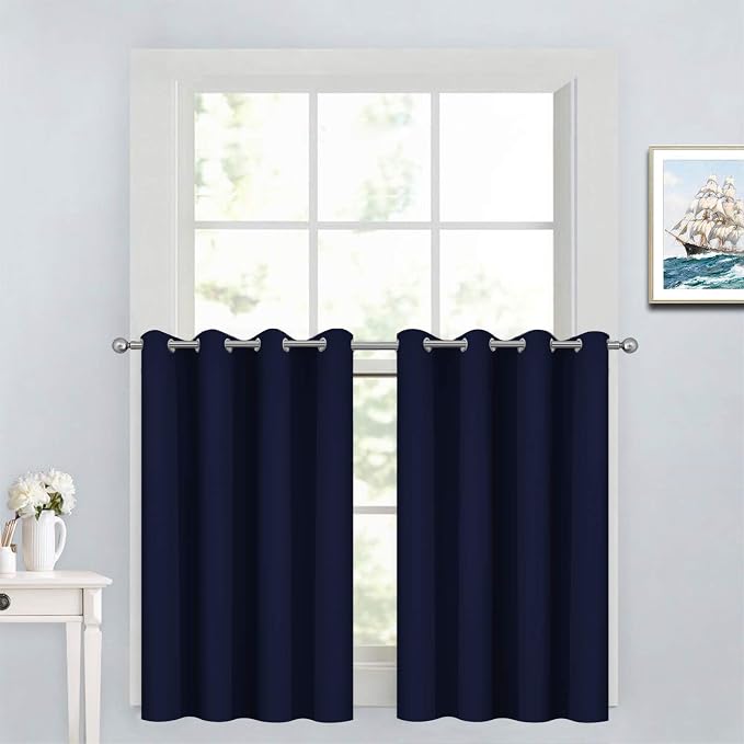 Yakamok Navy Blue Room Darkening Window Curtains 52x36 Inch by Yakamok