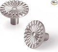 Brushed Nickel Cabinet Knobs 10 Pack Round Sunflower Dresser Drawer Hardware Furniture Cupboard Handles for Bathroom Single Hole Knob Kitchen SH-BN-K10