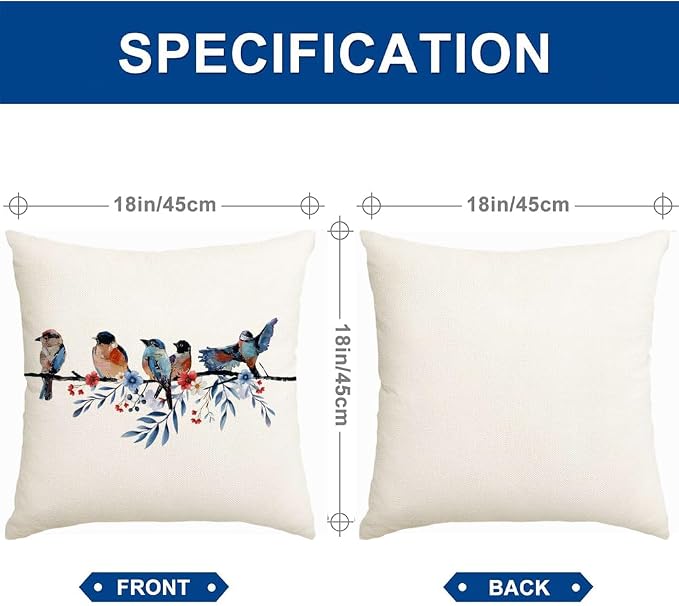 RABUSOFA 4th of July Memorial Day Patriotic Throw Pillow Cover, 18x18 Inch Red - Image 7