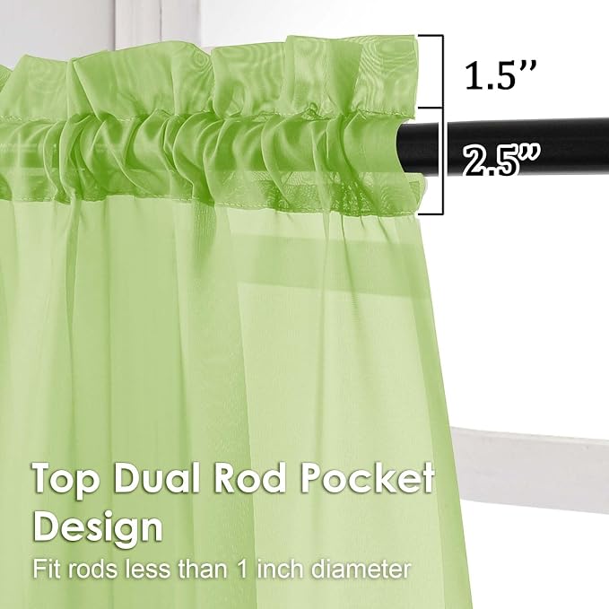 Sheer Curtains 84 Inches Long 2 Panels Set, Light Filtering Transparent - Image 2