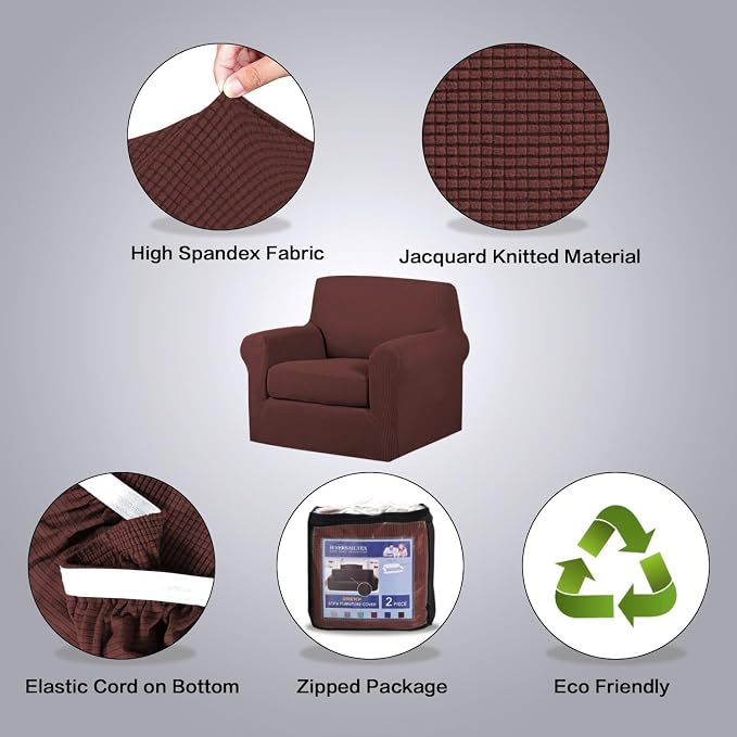 H.VERSAILTEX 2 Piece Couch Cover Stretch Stylish Chair Cover Furniture - Image 4