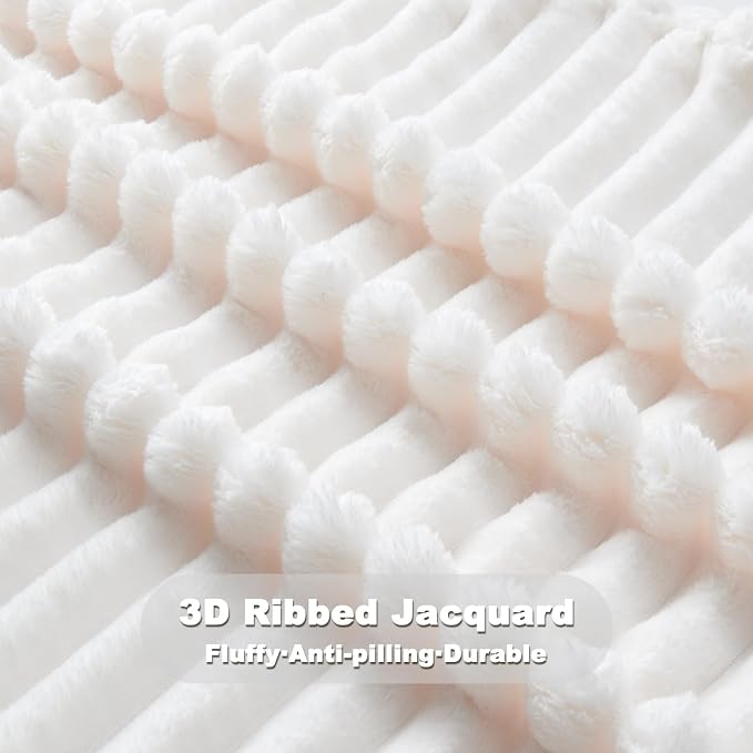NEWCOSPLAY Fleece Ribbed Cozy Queen Blanket - Image 5