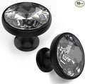 Asidrama Matte Black Kitchen Cabinet Knobs - 10 Pack Clear Crystal Drawer Knobs for Dresser and Cabinet Hardware
