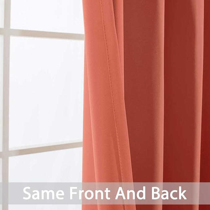 Yakamok Room Darkening Curtains 42x72 inch Length Coral Orange-Living Room | 2 - Image 5