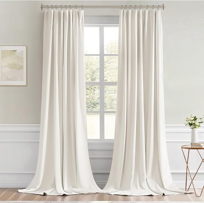 MIULEE Ivory Back Tab Blackout Curtains 52x108 Inch Long 2 Panels Set | Rod - Image 9