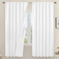 White 100% Blackout Linen Bedroom Curtains 72 Inches 2 Panels | Neutral Curtains by LAMIT