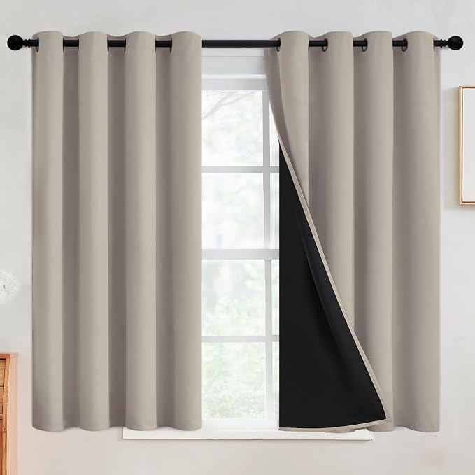 SimpleHome Natural 100% Blackout Curtains Room Darkening Living Room 45L | by SimpleHome