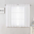 White Sheer Curtains 48 Inch Length 2 Pcs, Light Filtering Voile Bathroom by Lecloud