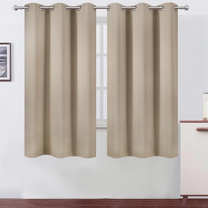 Blackout Curtains 42 x 63 inch/Khaki Curtains Set of 2 Panels/Thermal Insulated by Lemomo