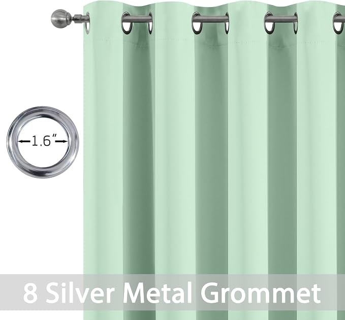 Yakamok Room Darkening Curtains 52x63 inch Light Sage Green-Living Room | 2 - Image 2