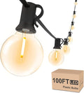 Svater Outdoor String Lights Waterproof 100 FT, LED Patio Lights Outside with 52 Shatterproof G40 Bulbs, Dimmable Hanging Globe Lighting for Bistro Backyard Cafe Market Porch, Warm White 2700K