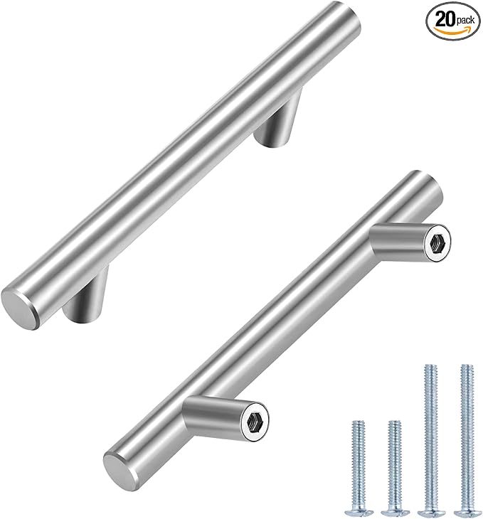 HBL' 20 Pack | 3 Inch Center to Center Brushed Nickel Cabinet Pulls Kitchen Cabinet Handles,Made of Stainless Steel,Ideal for Cabinet,Drawer,Cupboard and Wardrobe.