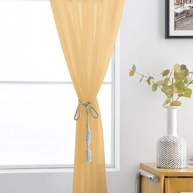 SpaceDresser Sheer Voile Window Treatment Rod Pocket Curtain Panels - Image 6