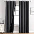 ChrisDowa 100% Blackout Curtains 90 inch Long for Bedroom with Black Liner, 2 Thick Layers Total Blackout Thermal Insulated Grommet Long Window Curtains 2 Panels Set (Dark Grey, 52 x 90 Inch)