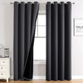 ChrisDowa 100% Blackout Curtains for Bedroom with Black Liner, 2 Thick Layers Total Blackout Thermal Insulated Grommet Long Window Curtains 2 Panels Set (Dark Grey, 52 x 95 Inch)