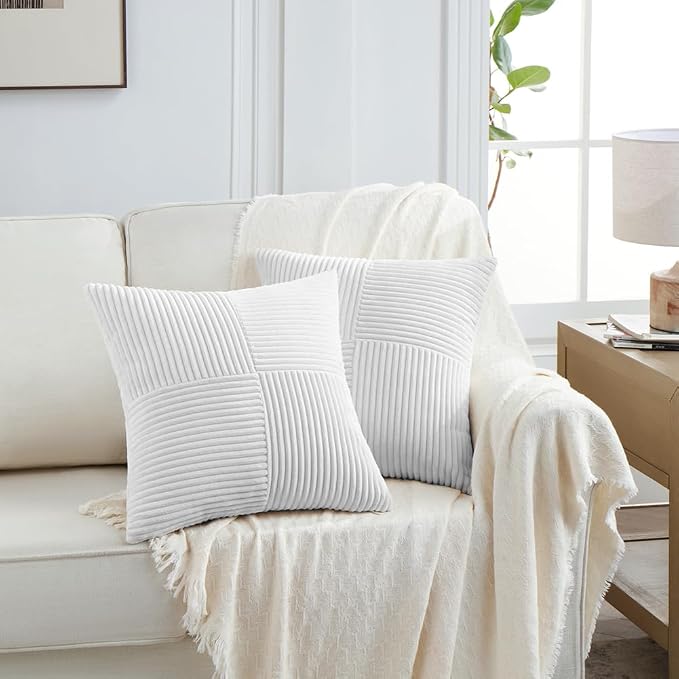 Fancy Homi 2 Packs White Big Decorative Throw Pillow Covers 24x24 Inch - Image 6