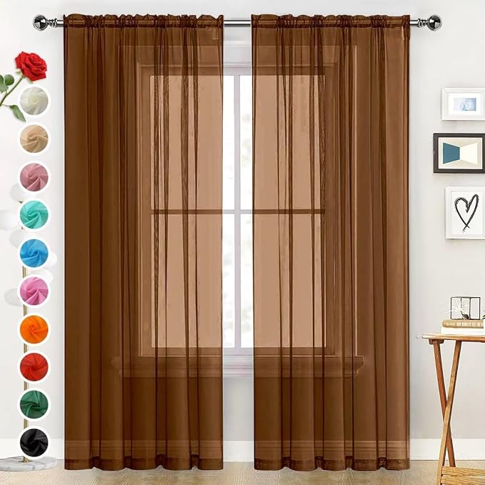 SpaceDresser Sheer Voile Window Treatment Rod Pocket Curtain Panels by SpaceDresser