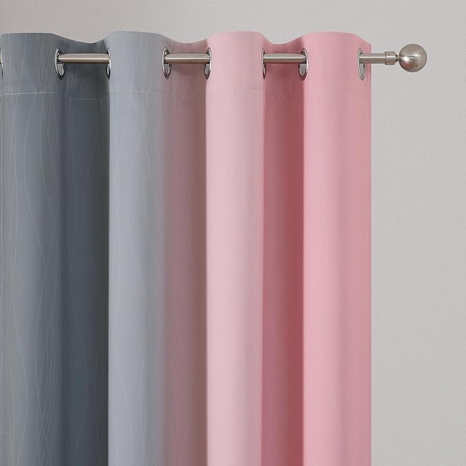 Pink and Grey Ombre Blackout Curtains - Image 4
