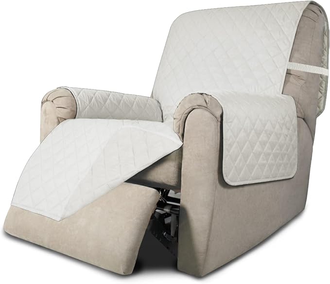 Easy-Going Reversible Couch Cover, Recliner 22 in, Ivory/Ivory | Machine by Easy-Going