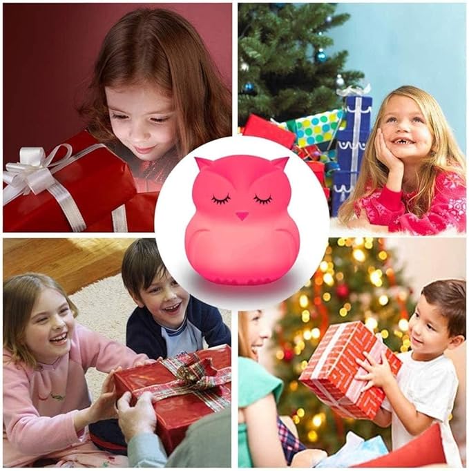 Big Size Night Light for Kids, Children Night Light, Bedside Lamp Multicolor Light with Remote Control, Break Resistant, Eye Caring, Adjustable Brightness & Color, Timing Function - Large Owl