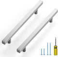 Ravinte Brushed Nickel Cabinet Handles 15 Pack 6-3/10 inch Satin Nickel Square Cabinet Pulls Silver Hardware for Kitchen Cabinets 8-4/5 inch Overall Length Stainless Steel Drawer Pulls