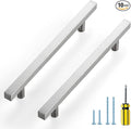 Ravinte Brushed Nickel Cabinet Handles 10 Pack 6-3/10 inch Satin Nickel Square Cabinet Pulls Silver Hardware for Kitchen Cabinets 8-4/5 inch Overall Length Stainless Steel Drawer Pulls