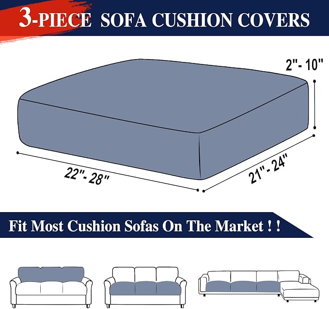 LA MEACK Couch Cushion Covers Seat Cushion Cover Stretch Couch Cover Separate - Image 6