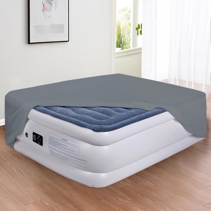 Bedecor Air Bed Sheets for Mattress Cover Removable Bed and Elastic Band Super Soft and Breathable & Deep up to 21" Dark Gray Queen
