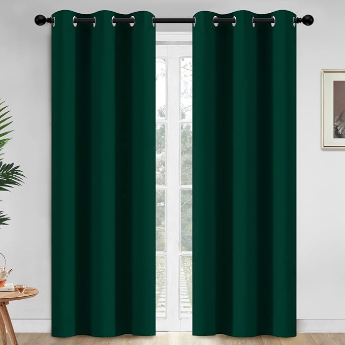 Yakamok Room Darkening Curtains 42x84 inch Length Dark Green-Living Room | 2 by Yakamok