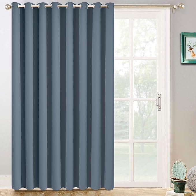 Yakamok Stone Blue Room Darkening Curtains 84 inch Sliding Door Drapes | 1 by Yakamok