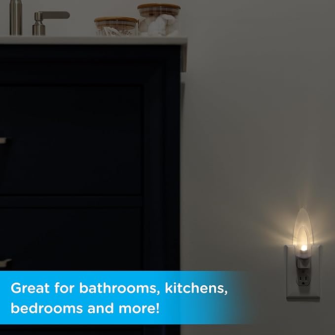 Lights by Night LED Night Light, Plug-in, Dusk to Dawn Sensor, Warm White, UL-Certified, Energy Efficient, Ideal Nightlight for Bedroom, Bathroom, Nursery, Hallway, Kitchen, 11377