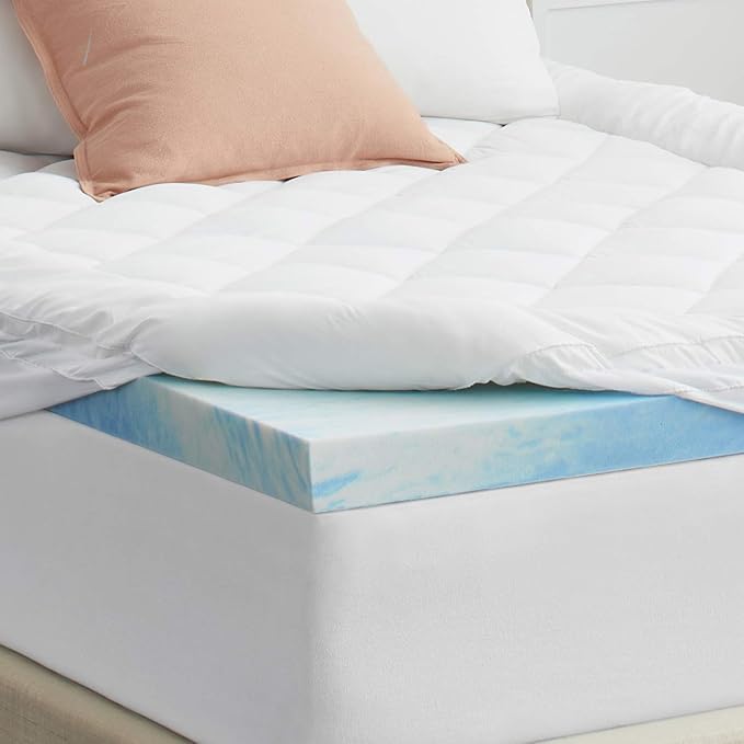4" SealyChill™ Gel + Comfort Memory Foam Mattress Topper with Pillowtop Washable Allergen Resistant Cover, Full White