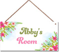 Personalized Flowers Room Door Sign For Girls Bedroom Kids Room Nursery Wall Art Decor Custom Name Art Plate Wooden Plaque For Living Room