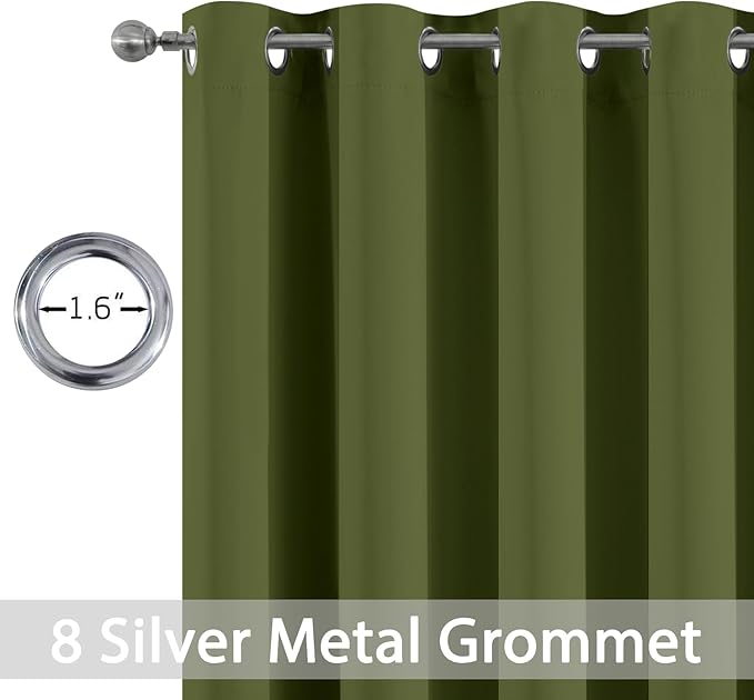 Yakamok Room Darkening Curtains 52x96 inch Length Olive Green-Living Room | 2 - Image 2