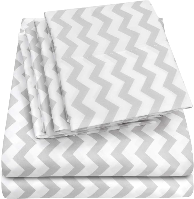 Cal King Size Bed Sheets - 6 Piece 1500 Supreme Collection Fine Brushed Microfiber Deep Pocket California King Sheet Set Bedding - 2 Extra Pillow Cases, Great Value, California King, Chevron Gray