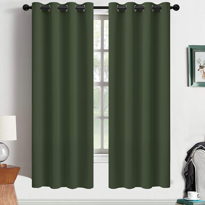 Yakamok Room Darkening Curtains 52x63 inch Length Greyish Green-Living Room | 2 by Yakamok