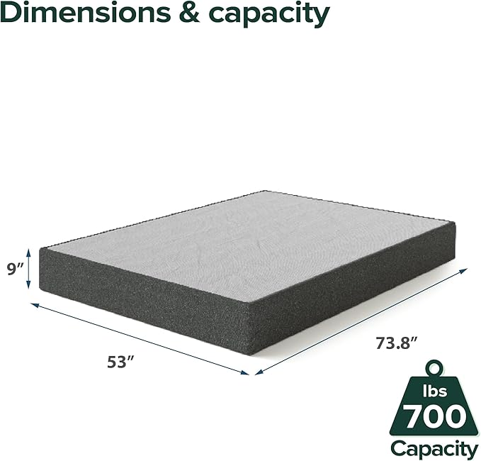 ZINUS 9 Inch Full WonderBox(TM) Smart Box Spring, Quick Assembly Mattress Foundation, Durable Metal Frame, Grey