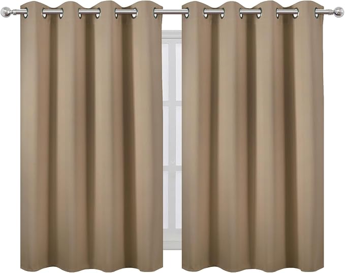 Natural Thermal Blackout Curtains/52 x 45 Inch/Set of 2 Panels Room Darkening - Image 2