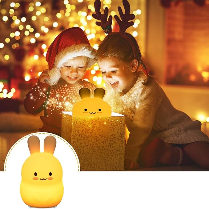 WHA&DARREN Night Light for Kids, Bunny Night Light, Silicone Nursery Light for Baby and Toddler, Animal Night Lights for Girls and Boys, Cute Lamps for Bedroom