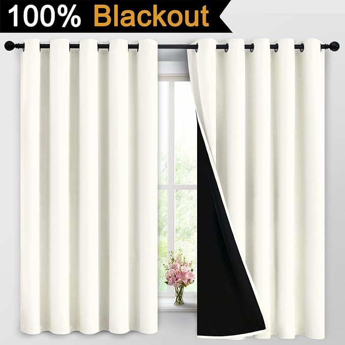 Yakamok Cream 100% Blackout Curtains 63 Inches Long - Image 2