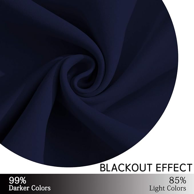 Yakamok Room Darkening Curtains 52x45 inch Length Navy Blue-Living Room | 2 - Image 6