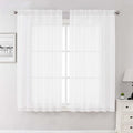White Sheer Curtains 63 Inch Length 2 Pcs, Light Filtering Rod Pockets Window by Lecloud
