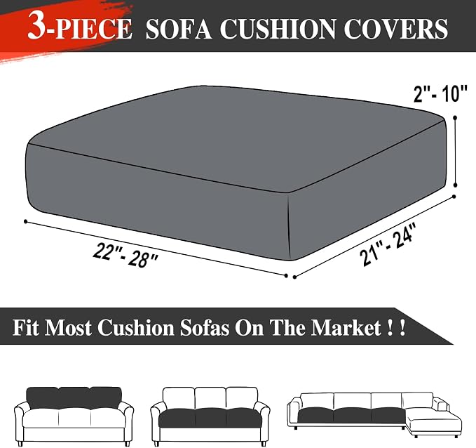 LA MEACK Couch Cushion Covers Seat Cushion Cover Stretch Couch Cover Separate - Image 6