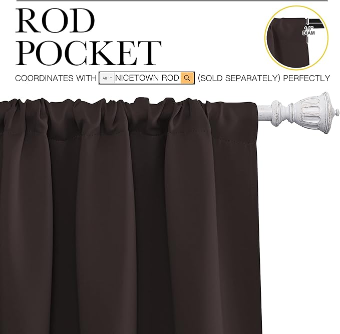 NICETOWN Kitchen Curtains, Short Blackout Curtains & Drapes, Energy Smart Noise - Image 3